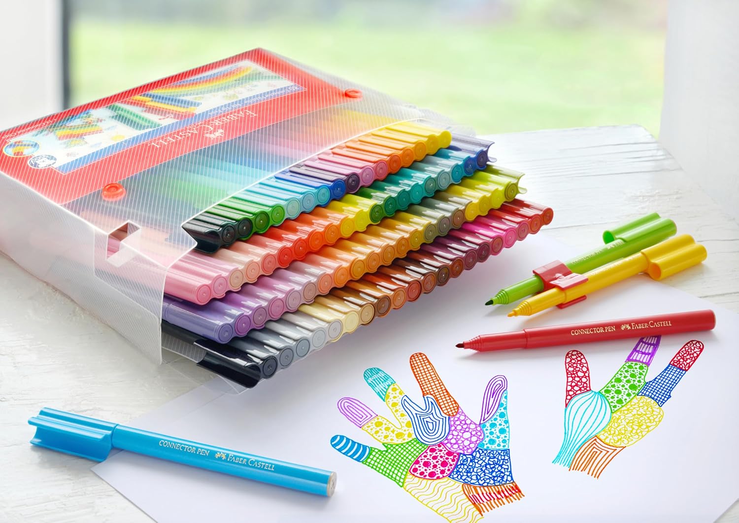 Thumbnail 2 de Faber-Castell Stylo feutre 155579 – Set de 80 feutres multicolores avec clips de connexion