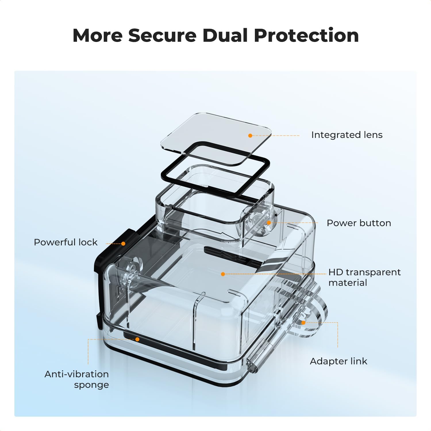 Detalle 2 de K&F CONCEPT 60M Waterproof Case for GoPro Hero 9–13 Black: Underwater Shell and Accessory Bracket