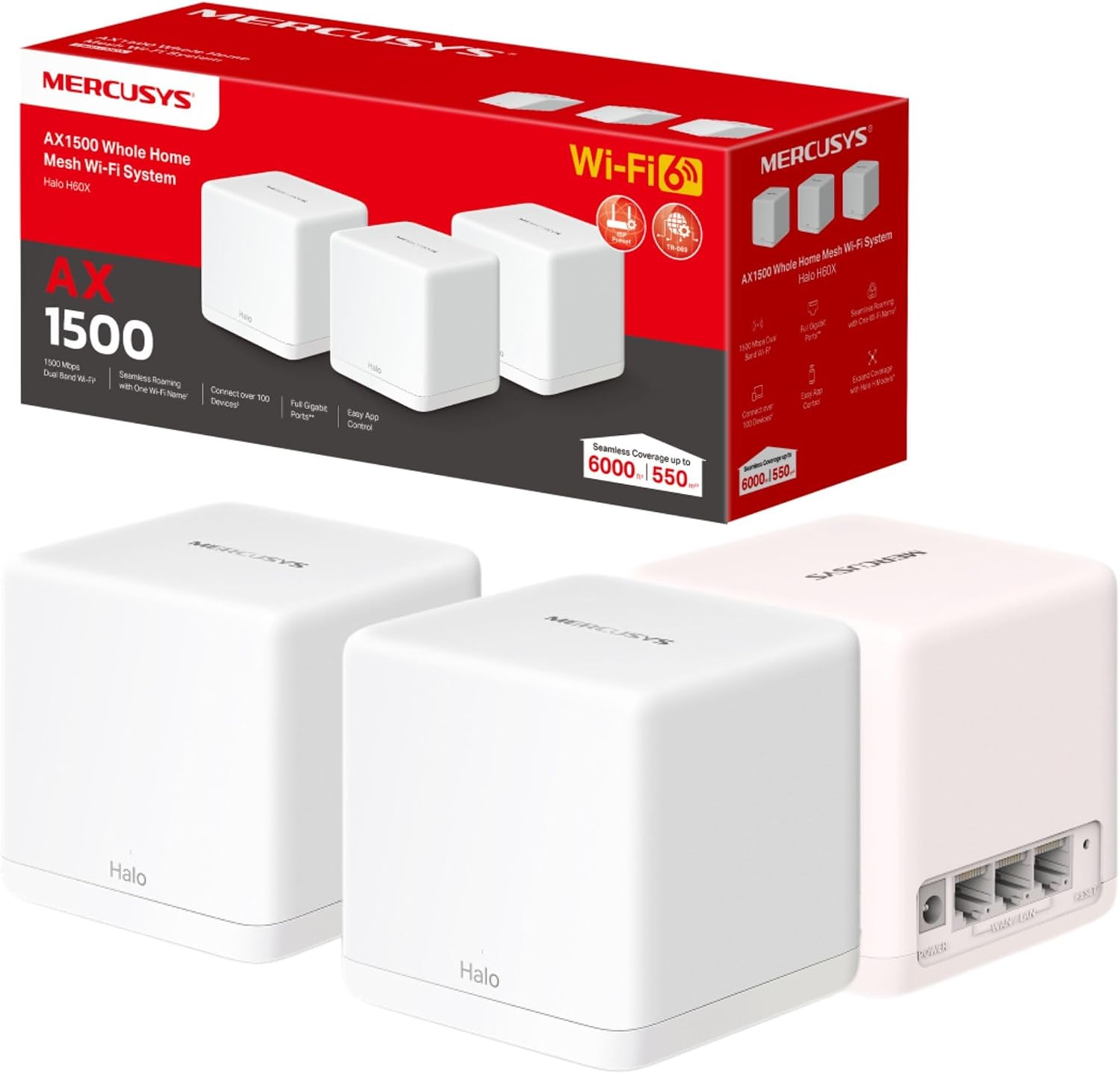 Detalle de MERCUSYS Halo H60X AX1500 mesh Wi‑Fi system 3-pack