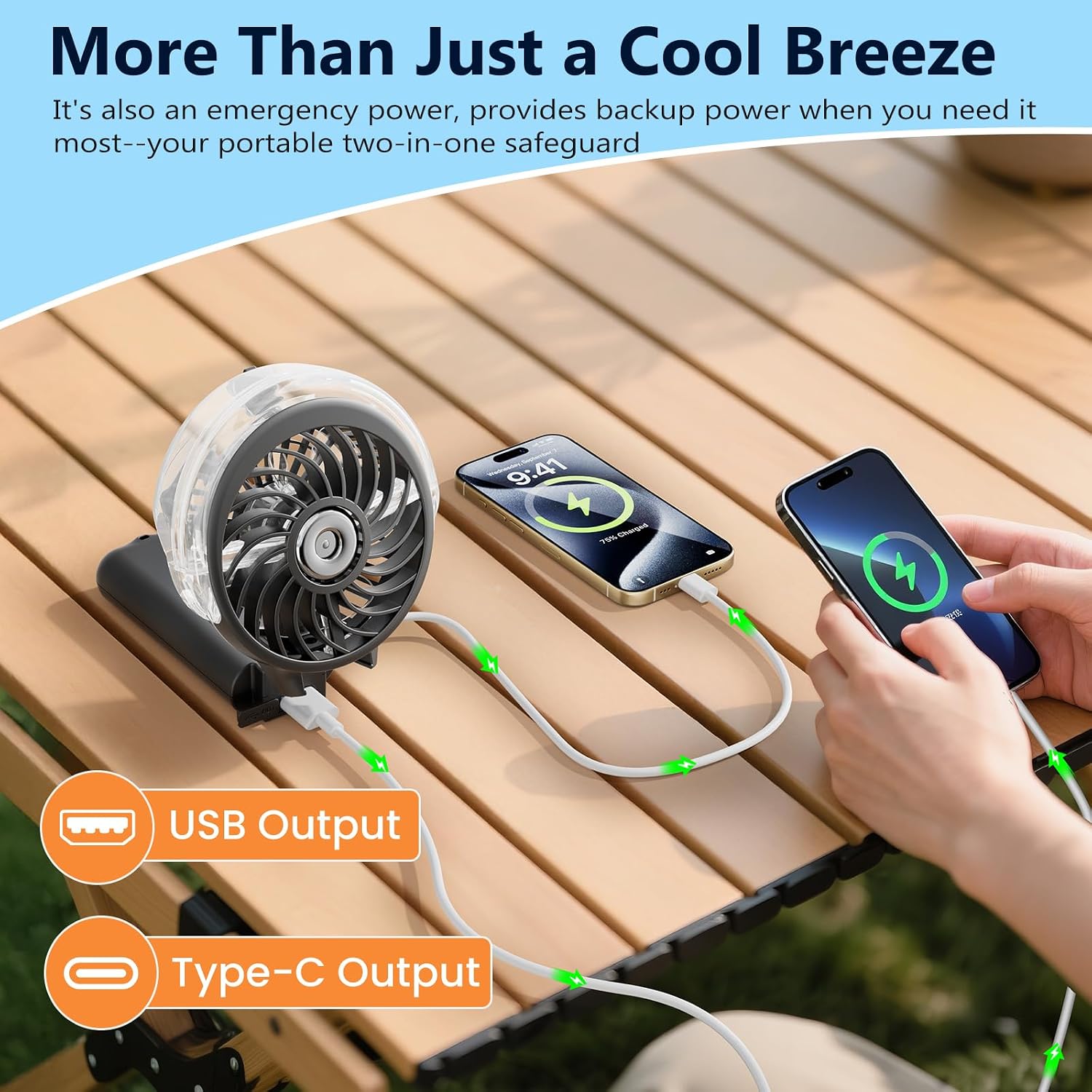 Detalle de HandFan 5200mAh Upgraded Personal Misting Fan: Portable Mist + Fan for Outdoor Cool