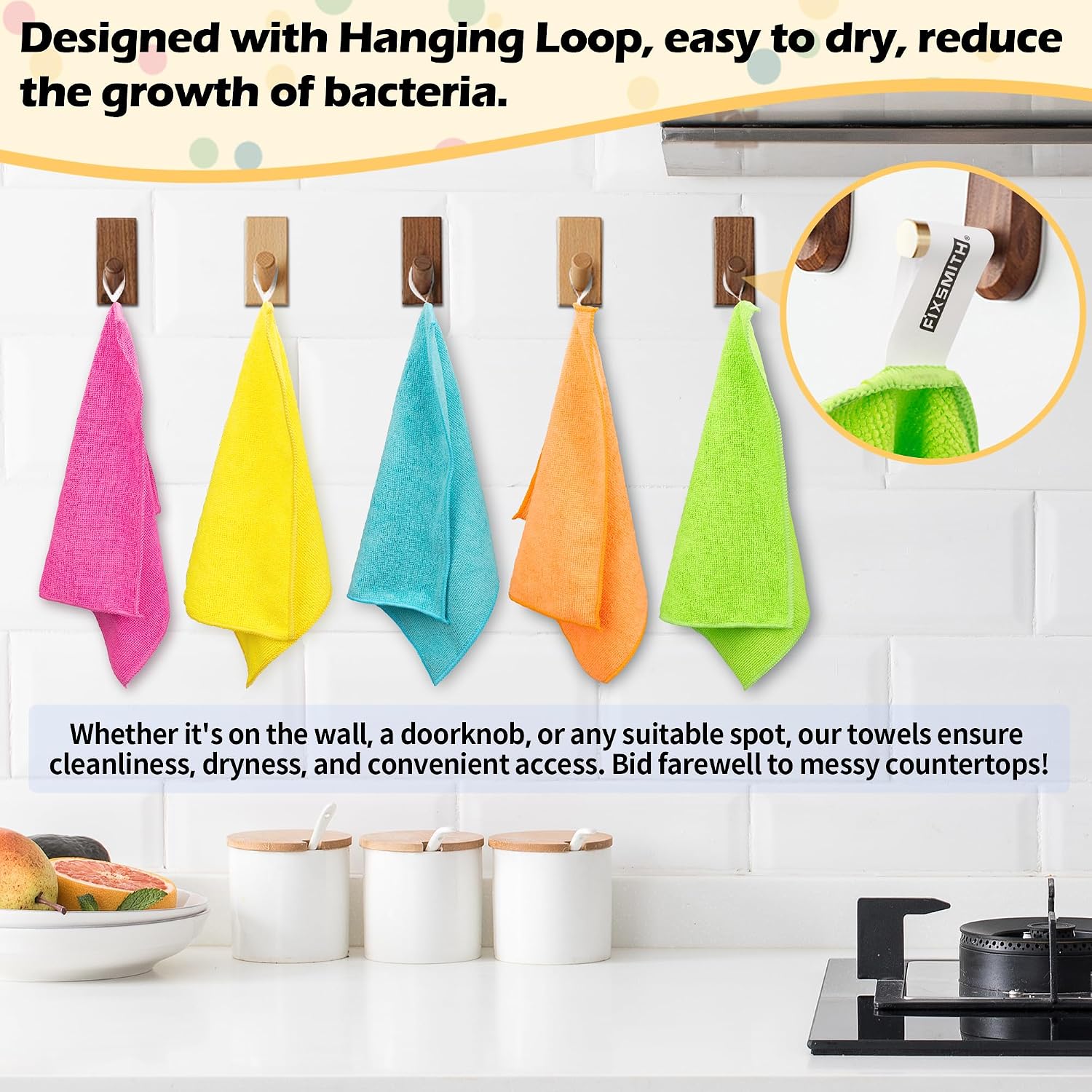 Detalle de FIXSMITH FM-JLC04-20PK Microfiber Cleaning Cloths, 20-Pack, 5 Colours