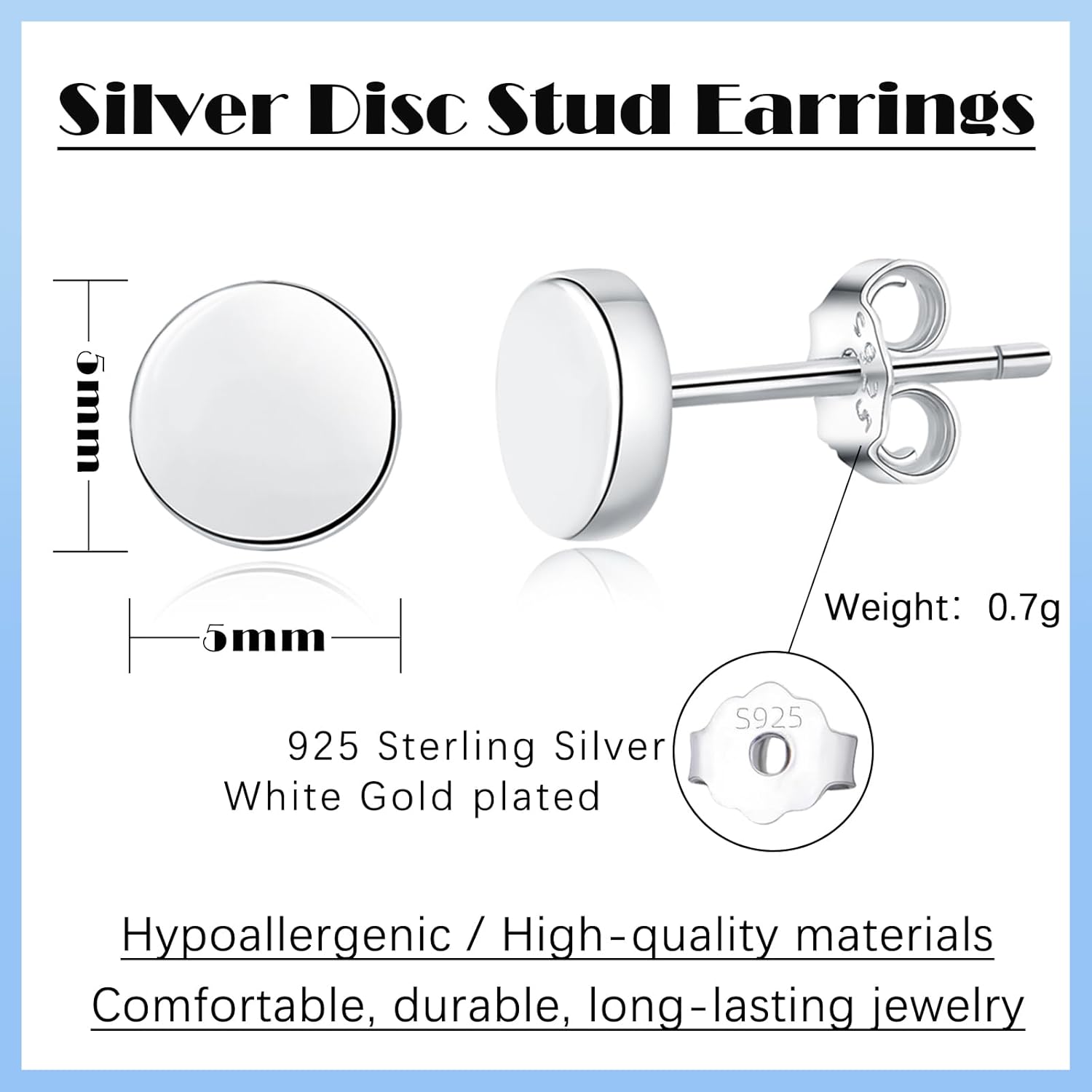 Thumbnail 1 de Deyanse Silber 925 Ohrstecker Damen – hypoallergene Rundstern-Herz Brisuren, 5 mm, Schlafknorpel geeignet