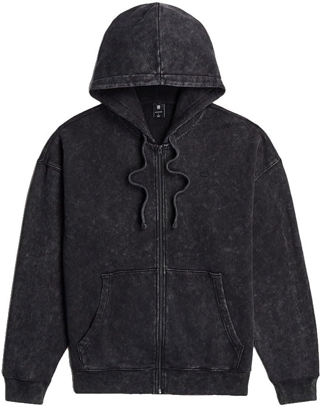 Detalle de G-Star Herren Washed Loose Full Zip HDD Hooded Sweatshirt – komfortabler Hoodie mit lässigem Look