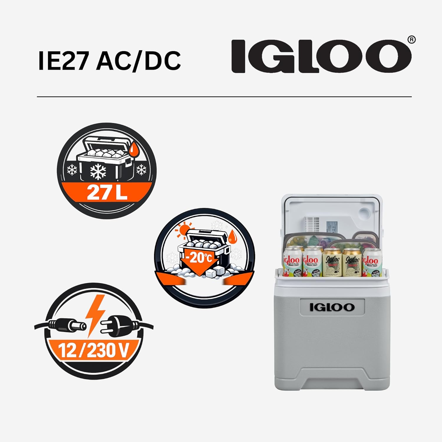 Thumbnail 2 de IGLOO IE27 AC/DC Mini Nevera Eléctrica 27L para Coche