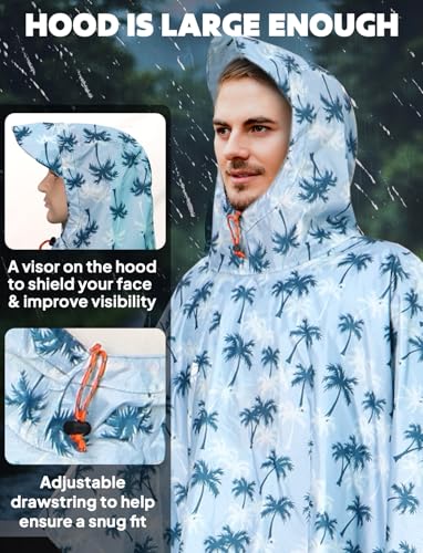 Detalle de ANYOO Leichter wasserdichter Regenponcho für Herren & Damen – Ripstop, Mehrzweck, 220 × 140 cm