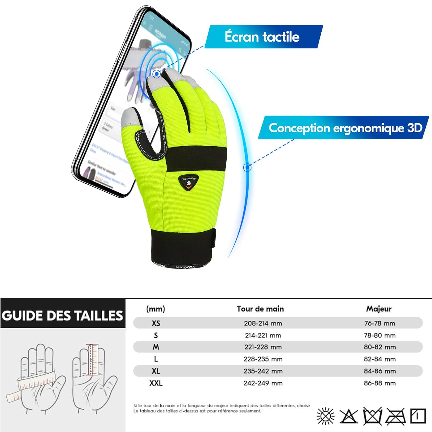 Thumbnail 5 de Vgo... Gants pour tronçonneuse – 0°C/32°F, 12 couches, cuir et TPU – GA8912FWCS