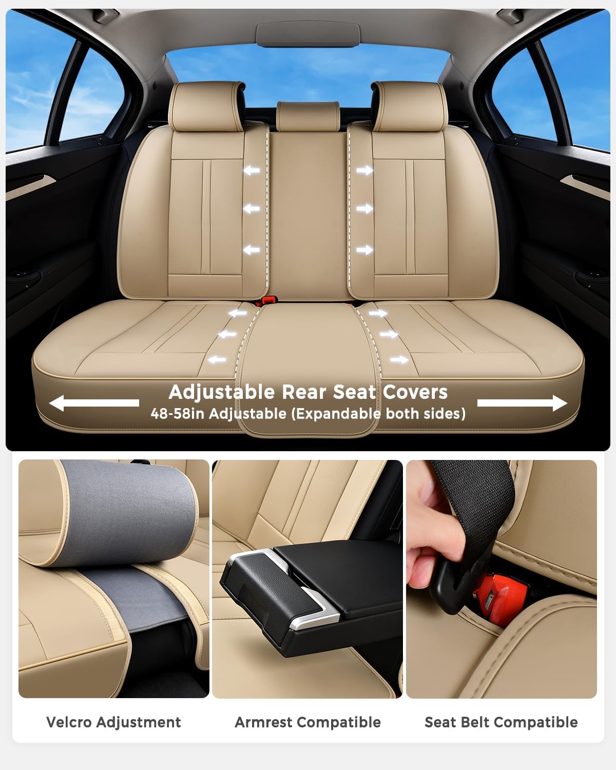 Detalle de Huidasource Nappa Leather Car Seat Covers
