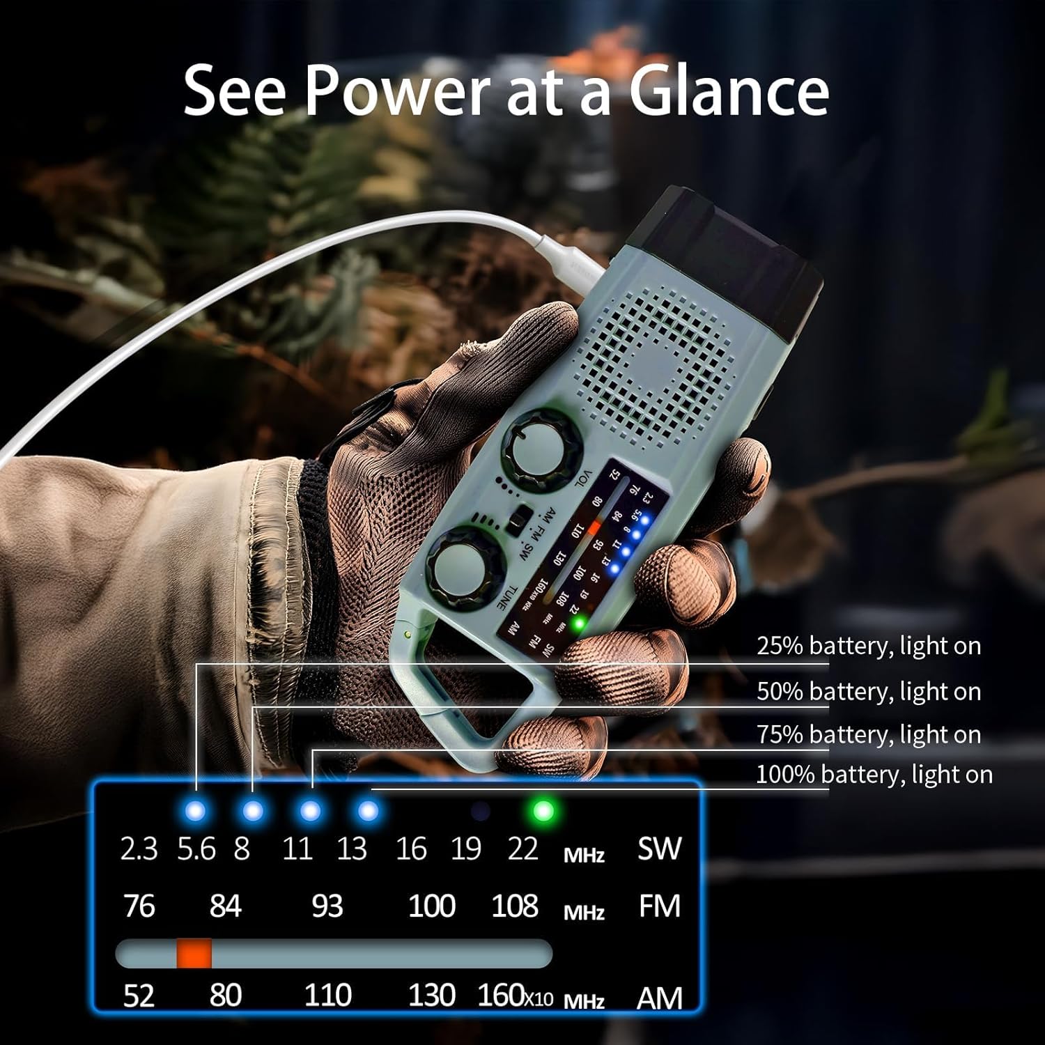Thumbnail 5 de Radio Solar de Emergencia con Manivela 2000mAh