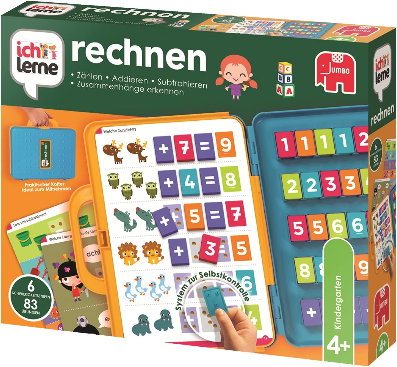 Detalle de Jumbo Spiele 18078 Ich lerne rechnen – Lernspiel für Kinder ab 4 Jahren (2–4 Spieler)