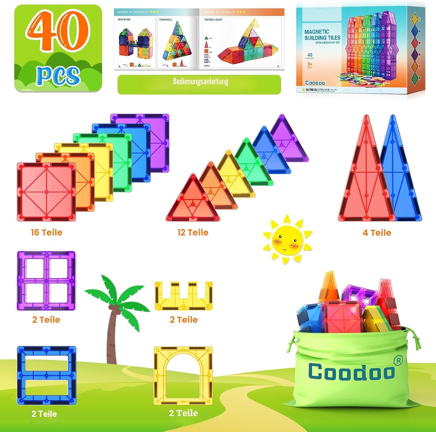 Thumbnail 6 de Magnetische Fliesen STEM Bausteine für Kinder 🎲