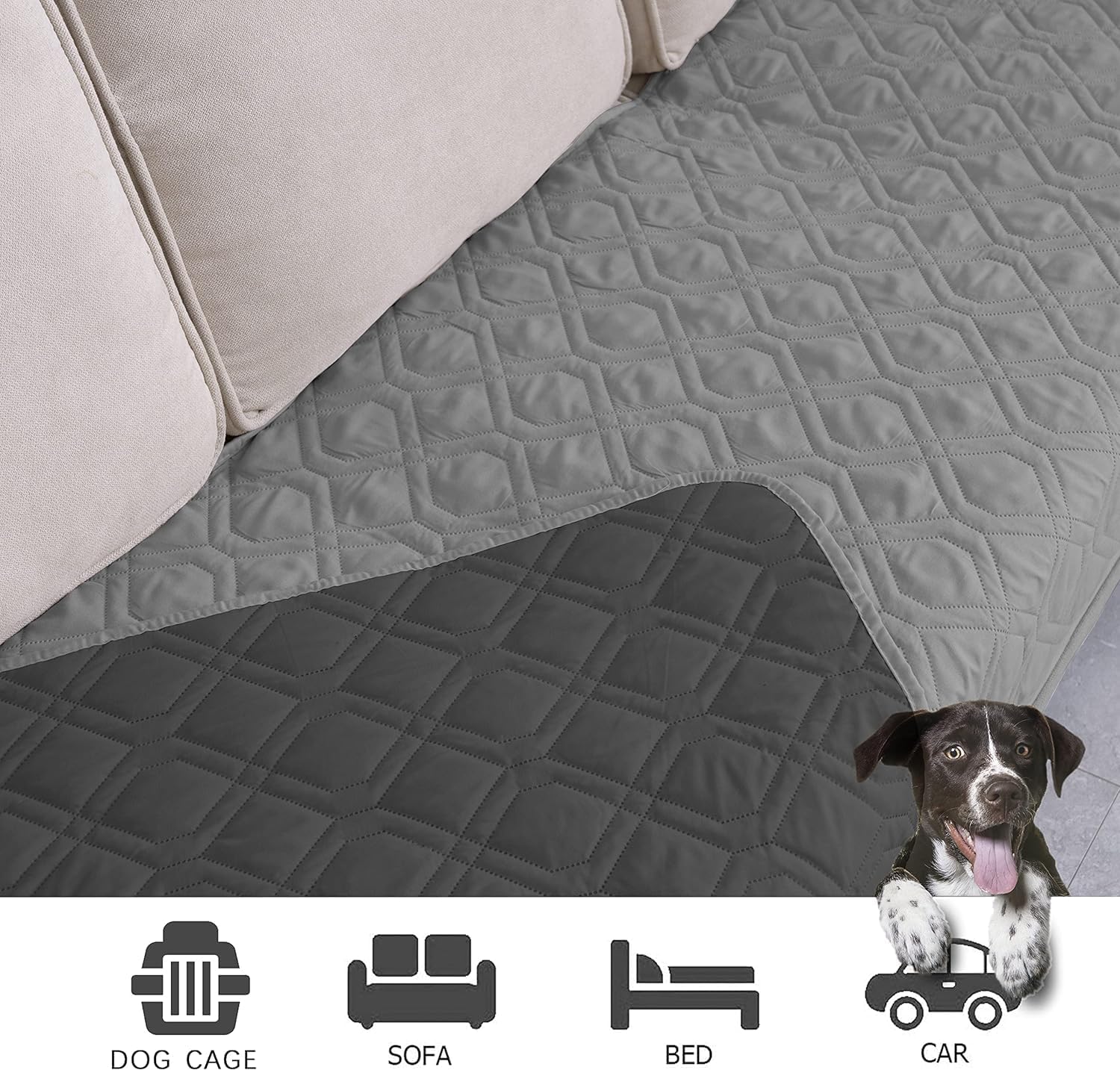 Thumbnail 6 de GYURO 100% wasserdichte Hundedecke beidseitig nutzbar – Schutz für Sofa, Bett und Auto (Grau, 97 × 190 cm)