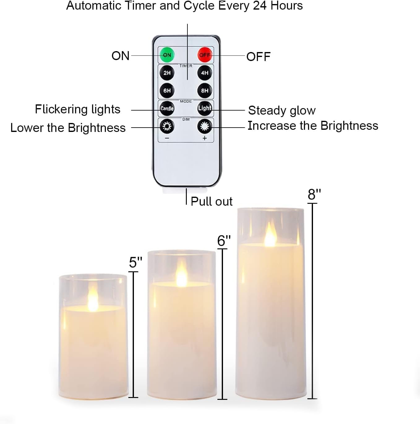 Thumbnail 6 de Homemory HPILLAR Flameless LED Pillar Candles, 9-Piece Set with Remote