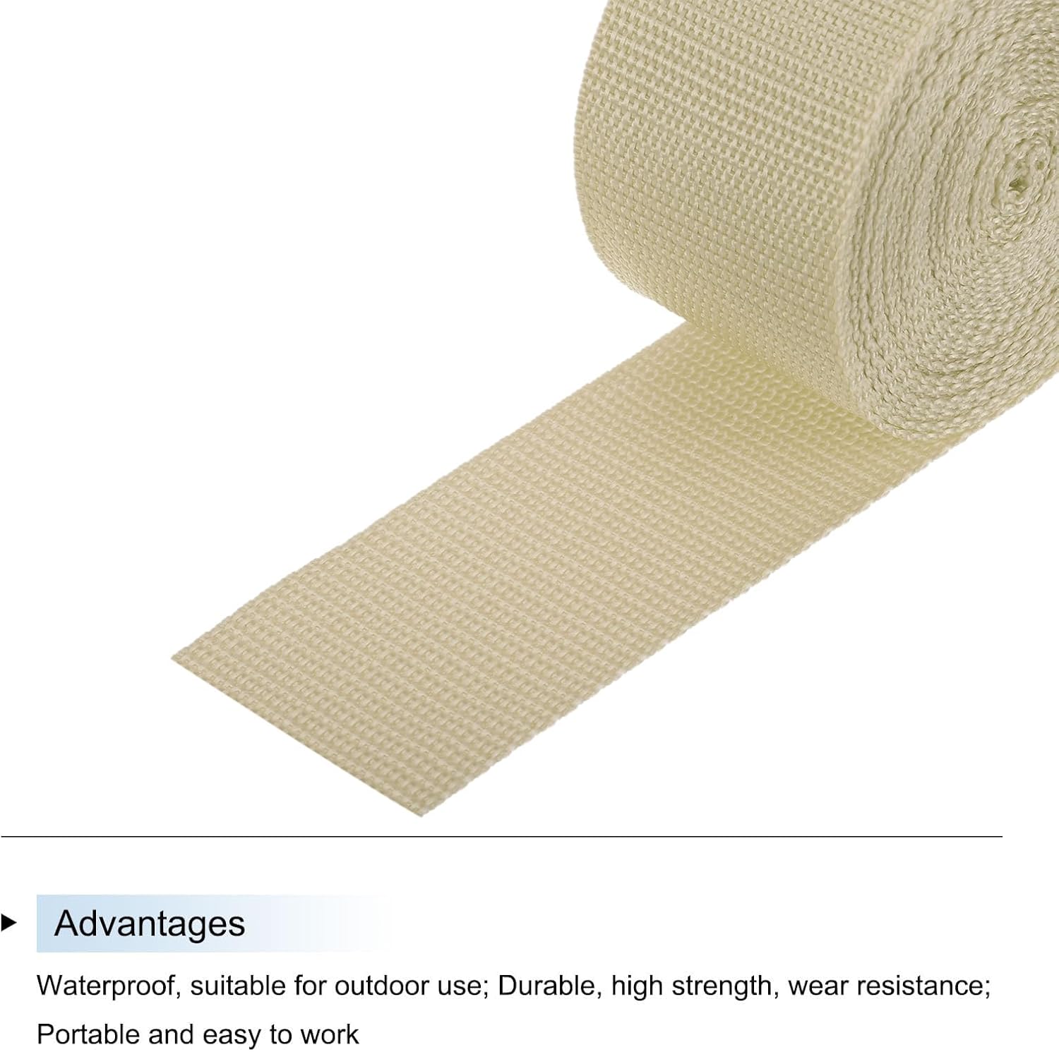 Detalle de TOP-VIGOR 2 inch x 25 Yard Flat Polypropylene Webbing Strap – Lightweight, Waterproof and Versatile