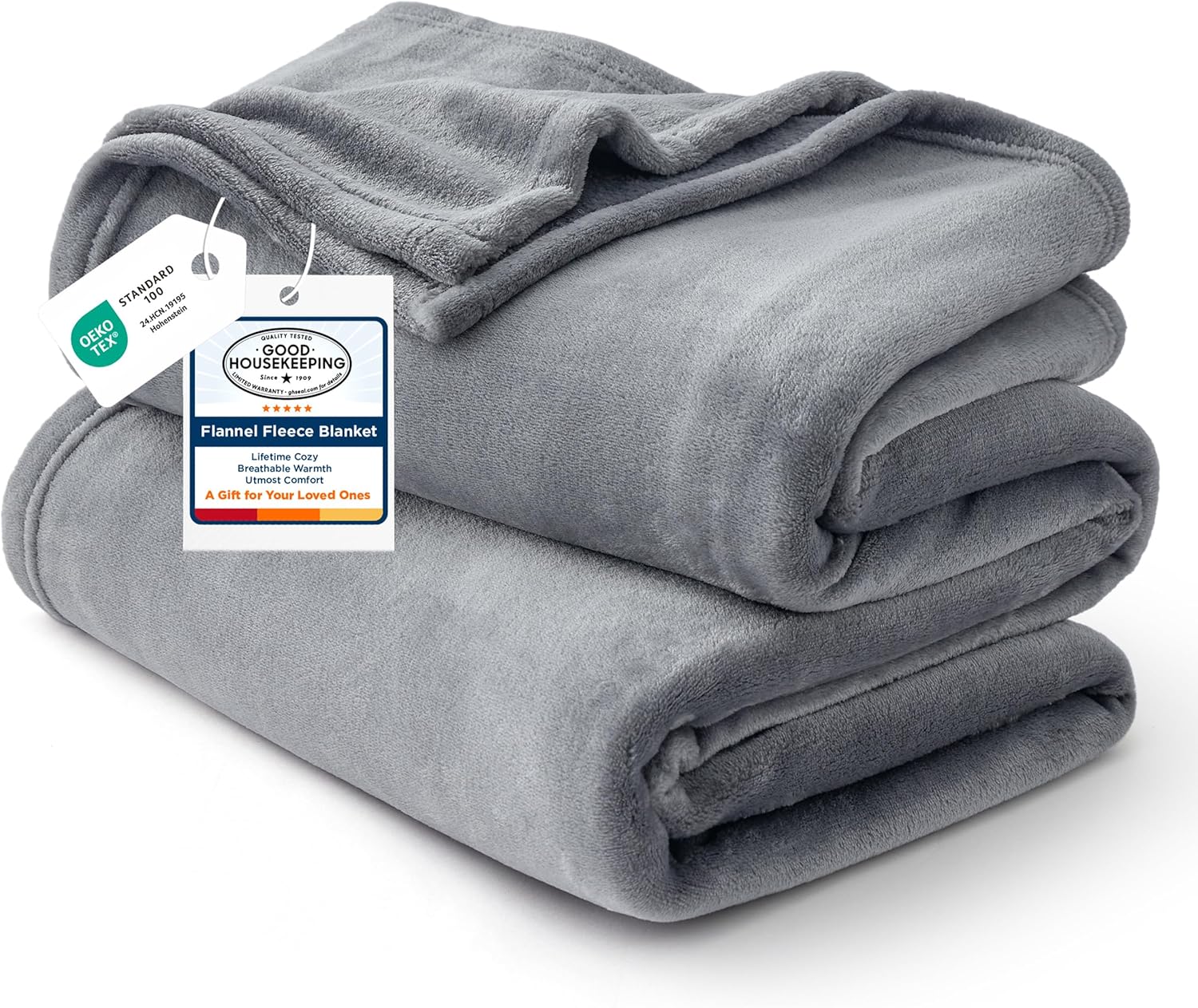 Detalle de Bedsure Fleece Throw Blanket, Grey, 50 x 60, Lightweight Polyester
