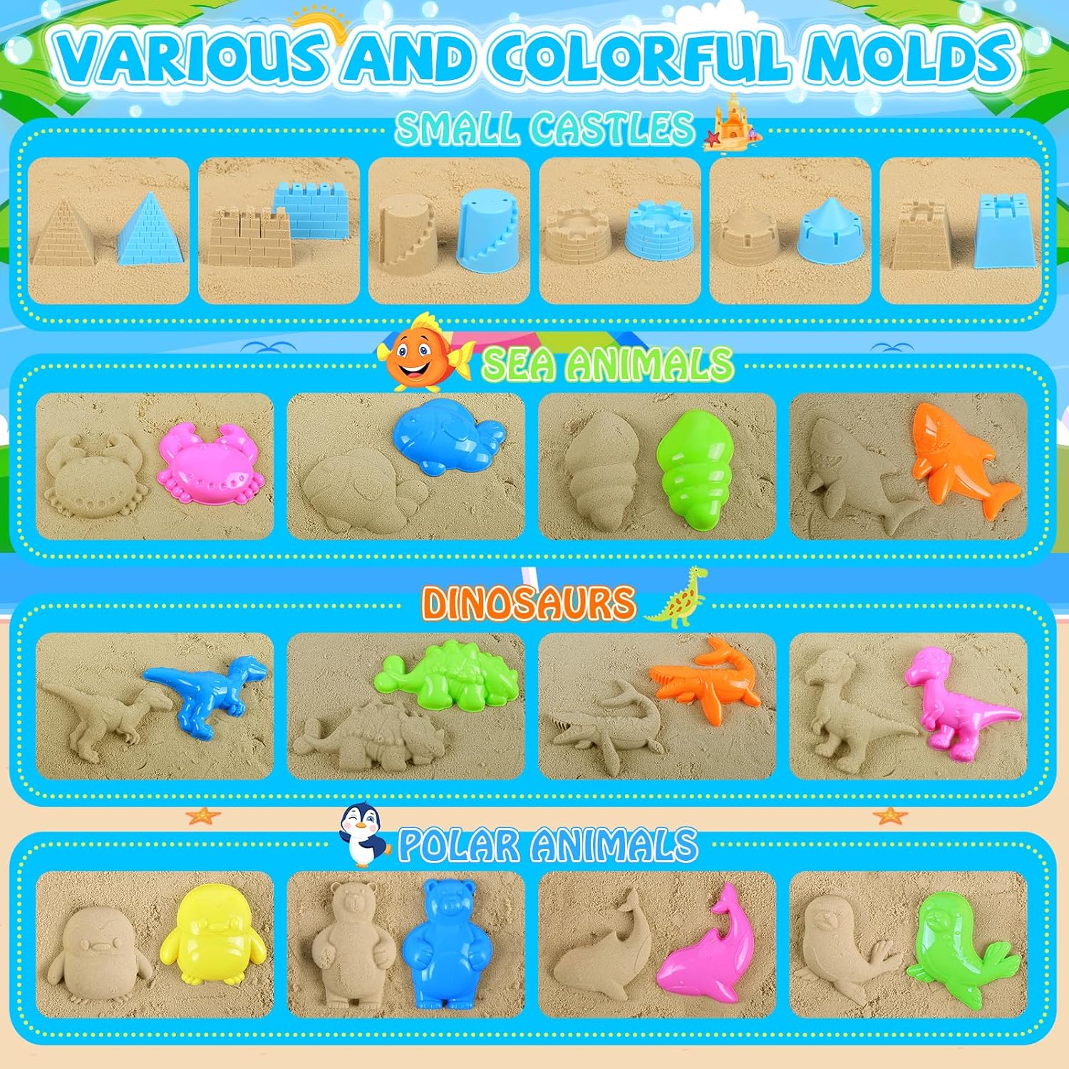 Thumbnail 4 de FHOZGECY Beach Toys: 40-Piece Sand Toys Set with Construction Vehicles and Castle Molds