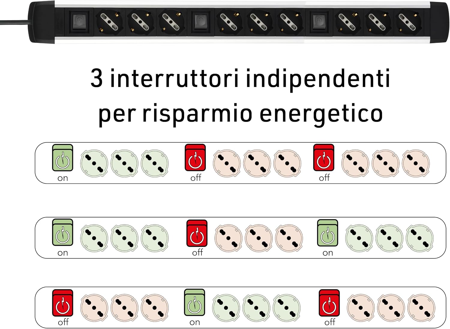 Thumbnail 1 de Electraline Multipresa Alu-Line 9 posti 2 m