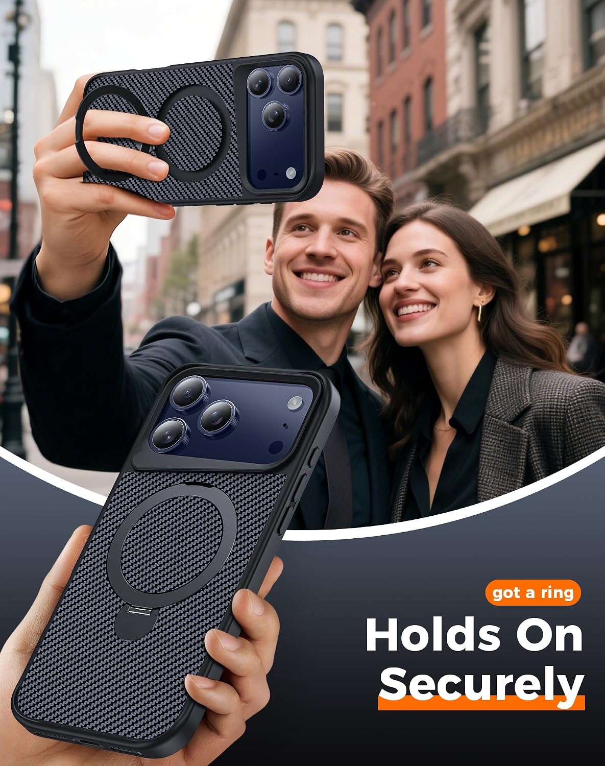 Thumbnail 6 de Enlafavo 360° Ring Stand Case for iPhone 17 Pro Max — Carbon Fiber, MagSafe Compatible, 15FT Drop Protection