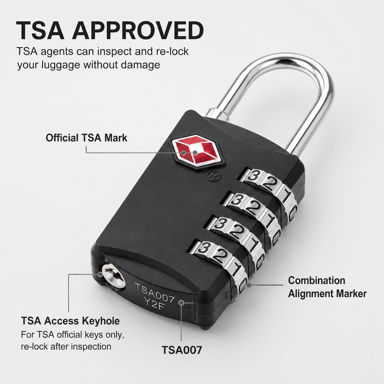 Detalle de Diyife TSA Luggage Locks (2 Pack) 4-Digit Combination Padlocks – Black