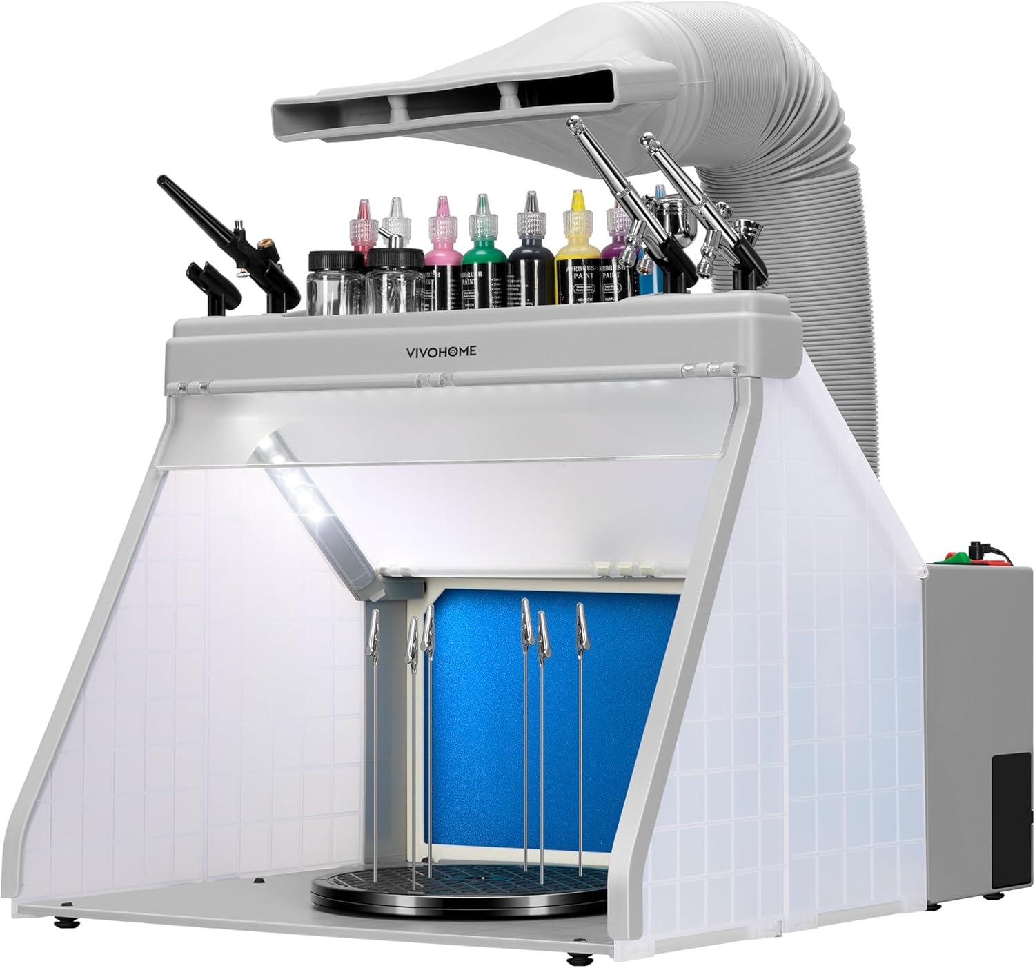 VIVOHOME Kit cabine de peinture pour aérographe portable avec éclairage LED et extraction