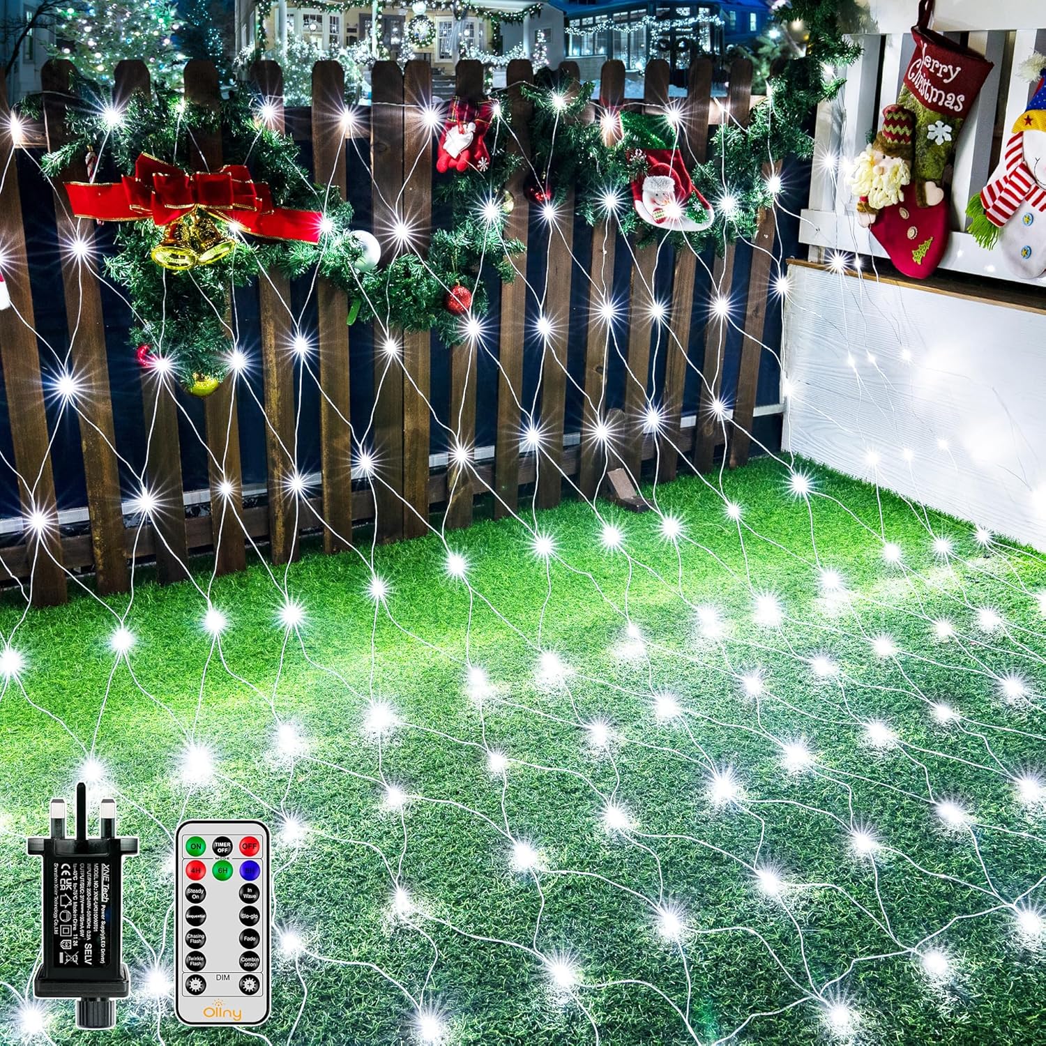 Detalle de Ollny Net Lights Outdoor Indoor: 200 LED Mesh Fairy Lights for All‑Weather Decoration