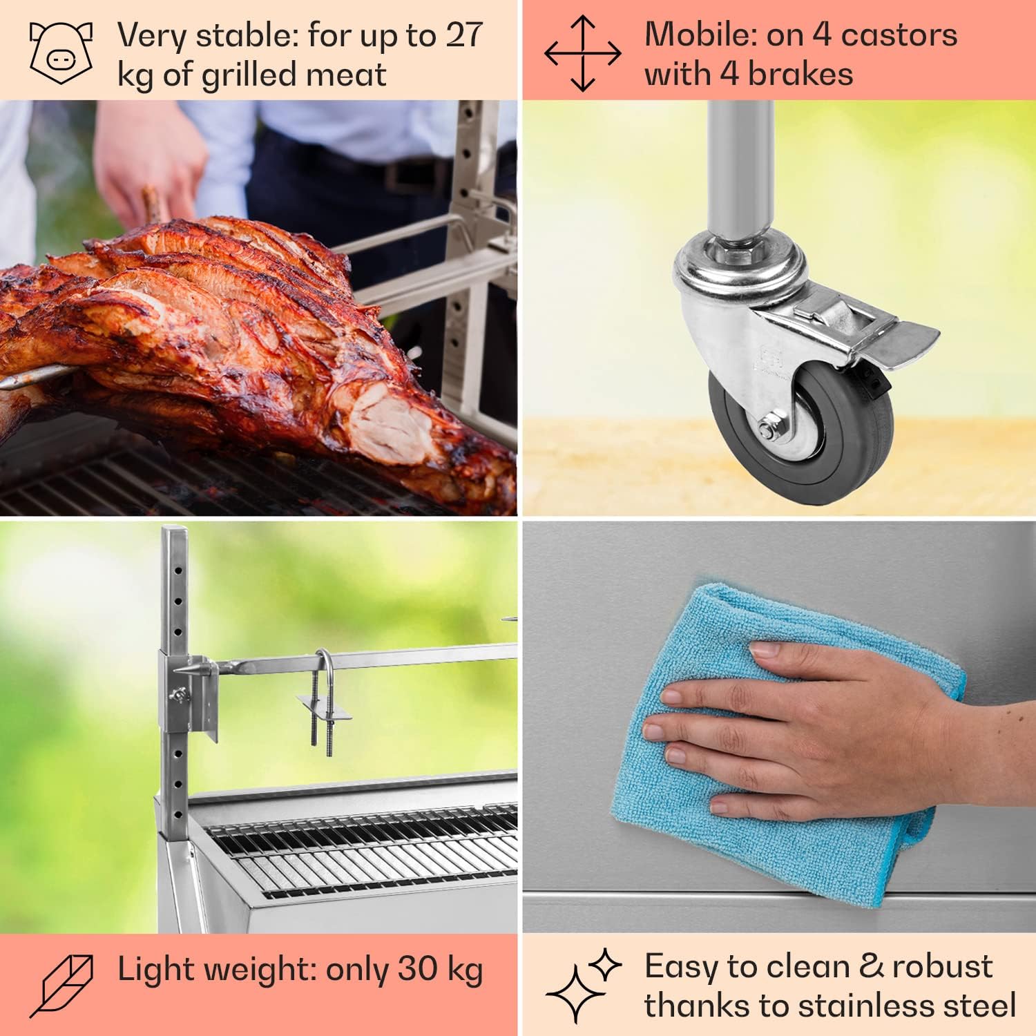 Thumbnail 5 de OneConcept GQ8-SAUENLAND 2-in-1 Rotisserie BBQ Grill with Two Grates
