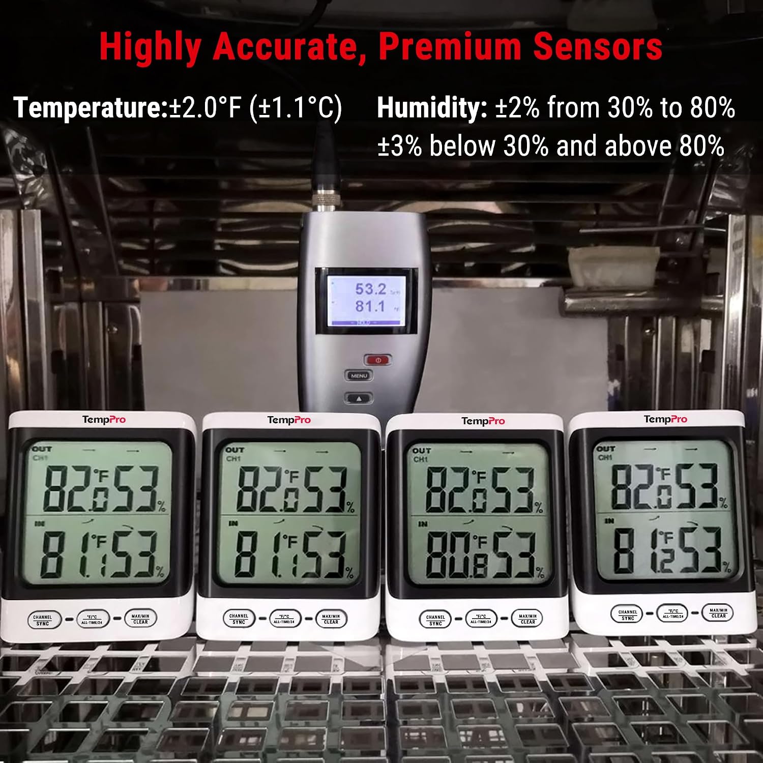 Thumbnail 6 de TempPro TempAir PLUS TP62B Wireless Indoor/Outdoor Thermometer, 500 ft, 3.3-Inch Backlit LCD