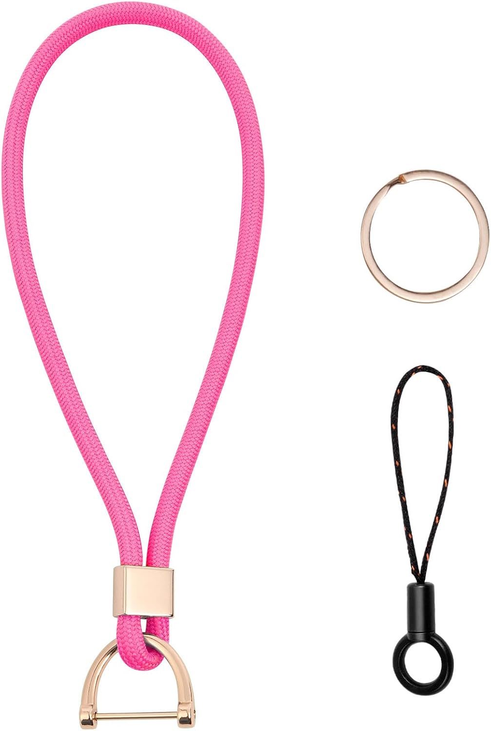 Vicloon Cordino da collo con porta badge e portachiavi in metallo (rosa)