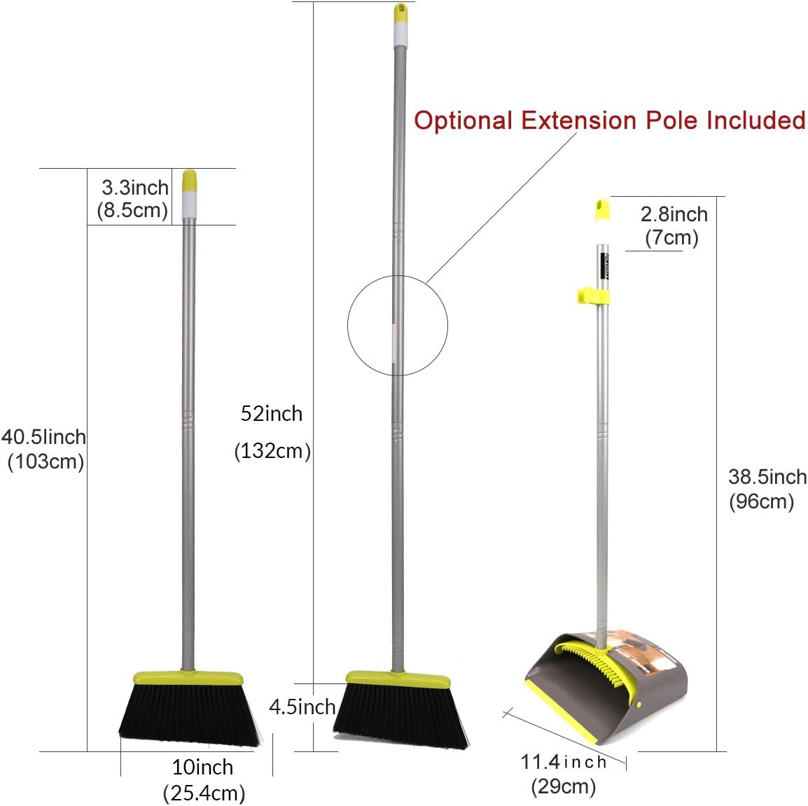 Detalle 2 de TreeLen Broom and Dustpan Set with Long Handle—Snap-Together Stand-Up Sweep Combo