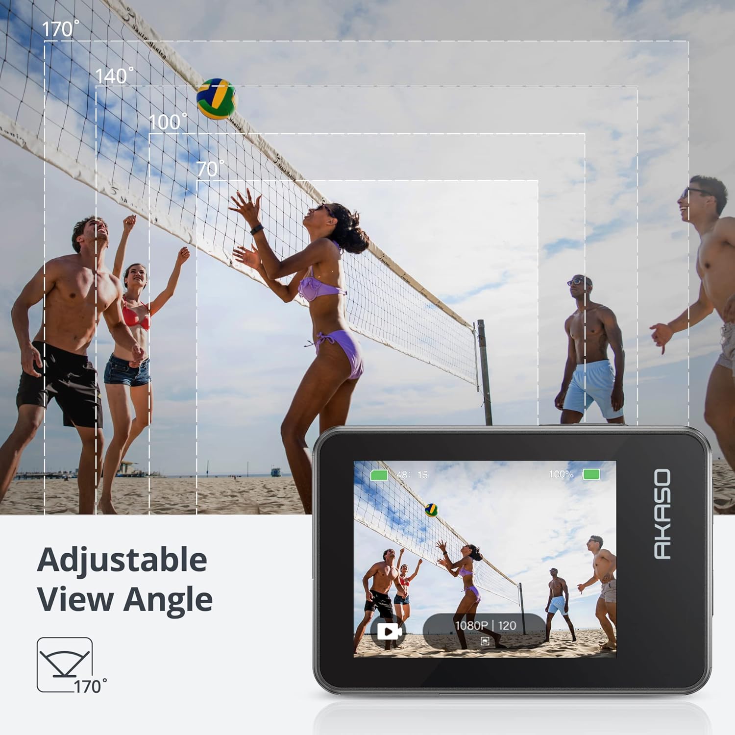 Thumbnail 5 de AKASO Brave 7 Action Cam 4K30FPS mit 256GB U3 microSDXC, Dual-Display, EIS 2.0 und 2x1650mAh – Unterwasser-Helden-Option
