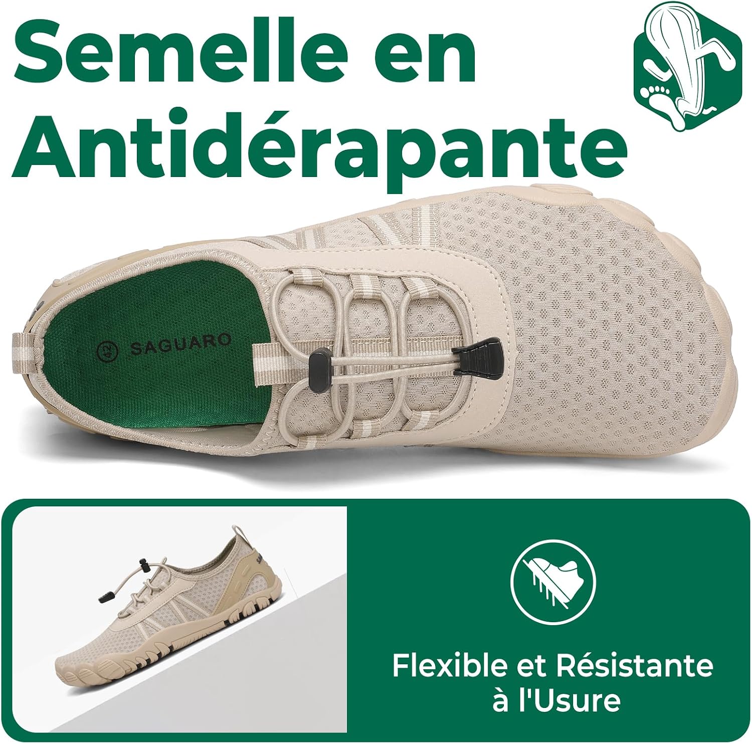 Detalle de SAGUARO Chaussures Aquatiques Femmes/Hommes – Séchage rapide et design barefoot GR.36-48