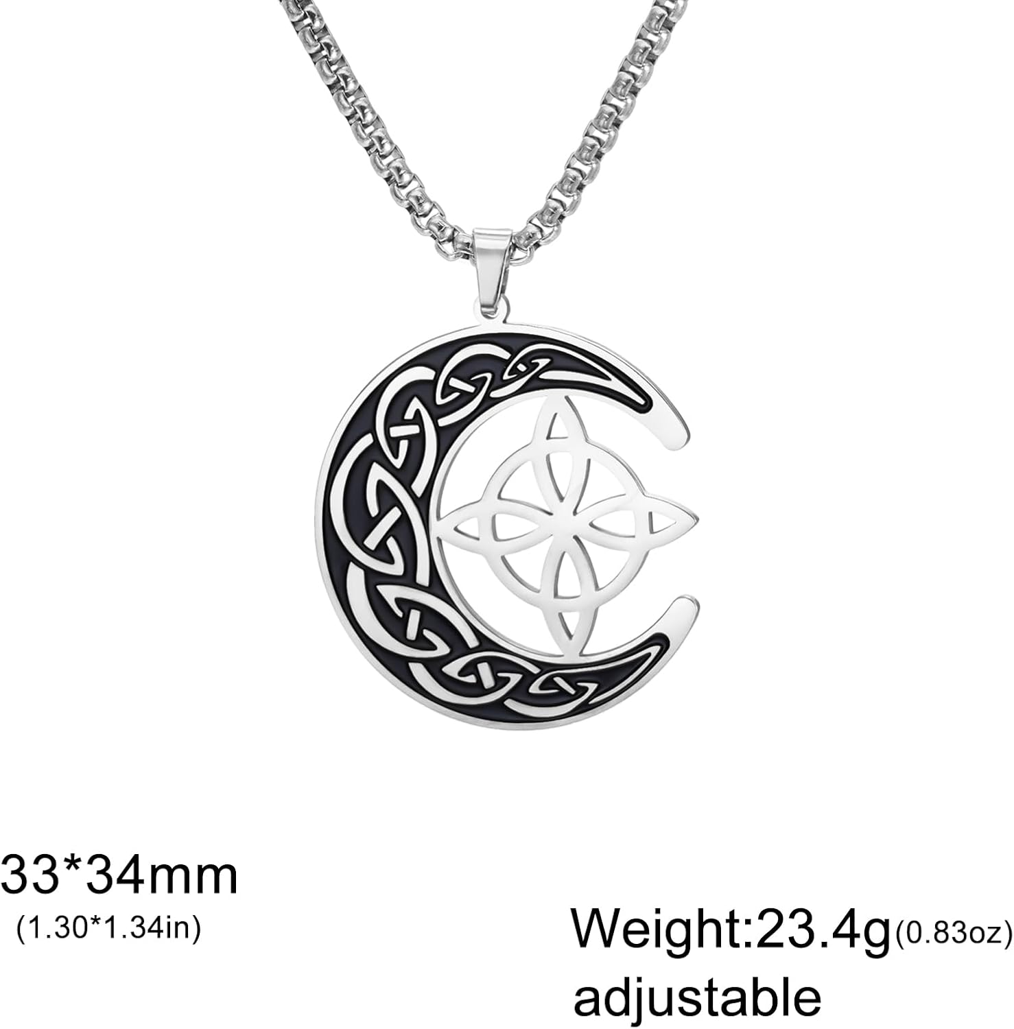 Thumbnail 6 de Amaxer Keltischer Mondknoten Halskette aus Edelstahl – Hexenknoten Anhänger für Männer, 59,9 cm Kette, Geschenkverpackung