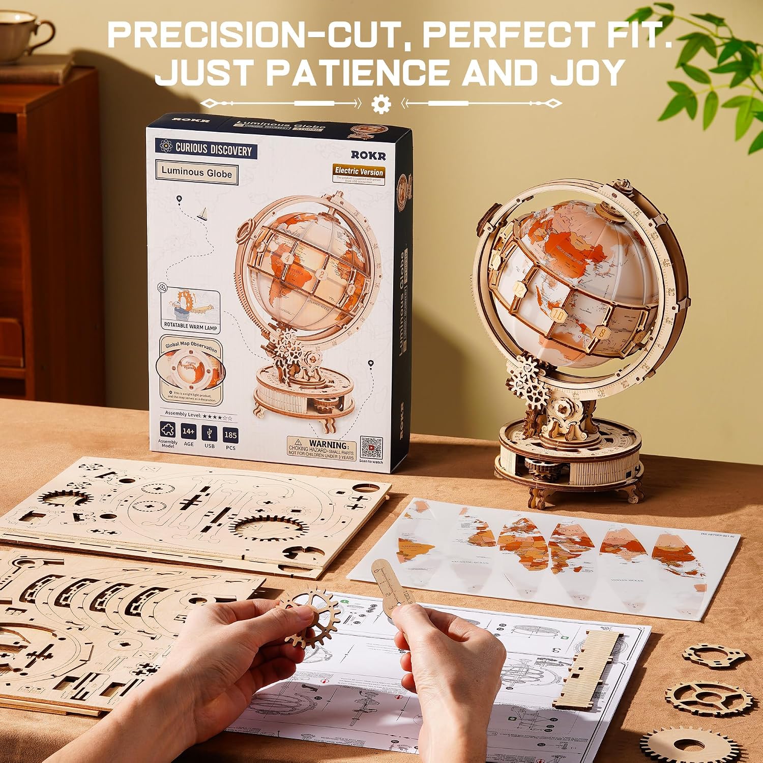 Thumbnail 4 de ROKR Puzzle 3D en bois Globe lumineux motorisé ST003D
