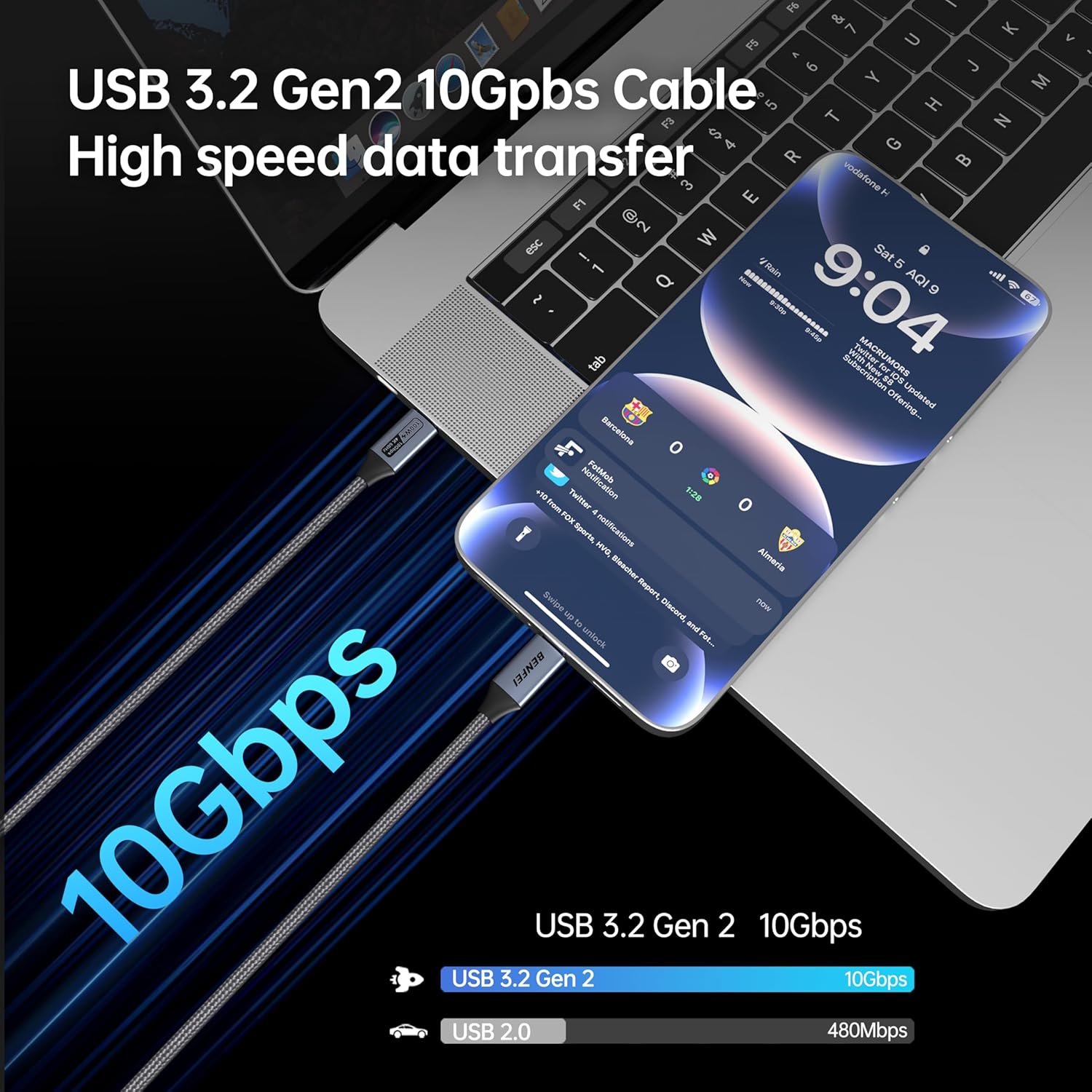 Thumbnail 3 de BENFEI Cable USB C 4K, Carga Rápida 100W ⚡