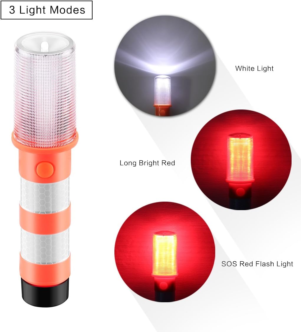Detalle de OurLeeme Emergency Lights LED Roadside Warning Sticks with Storage Case