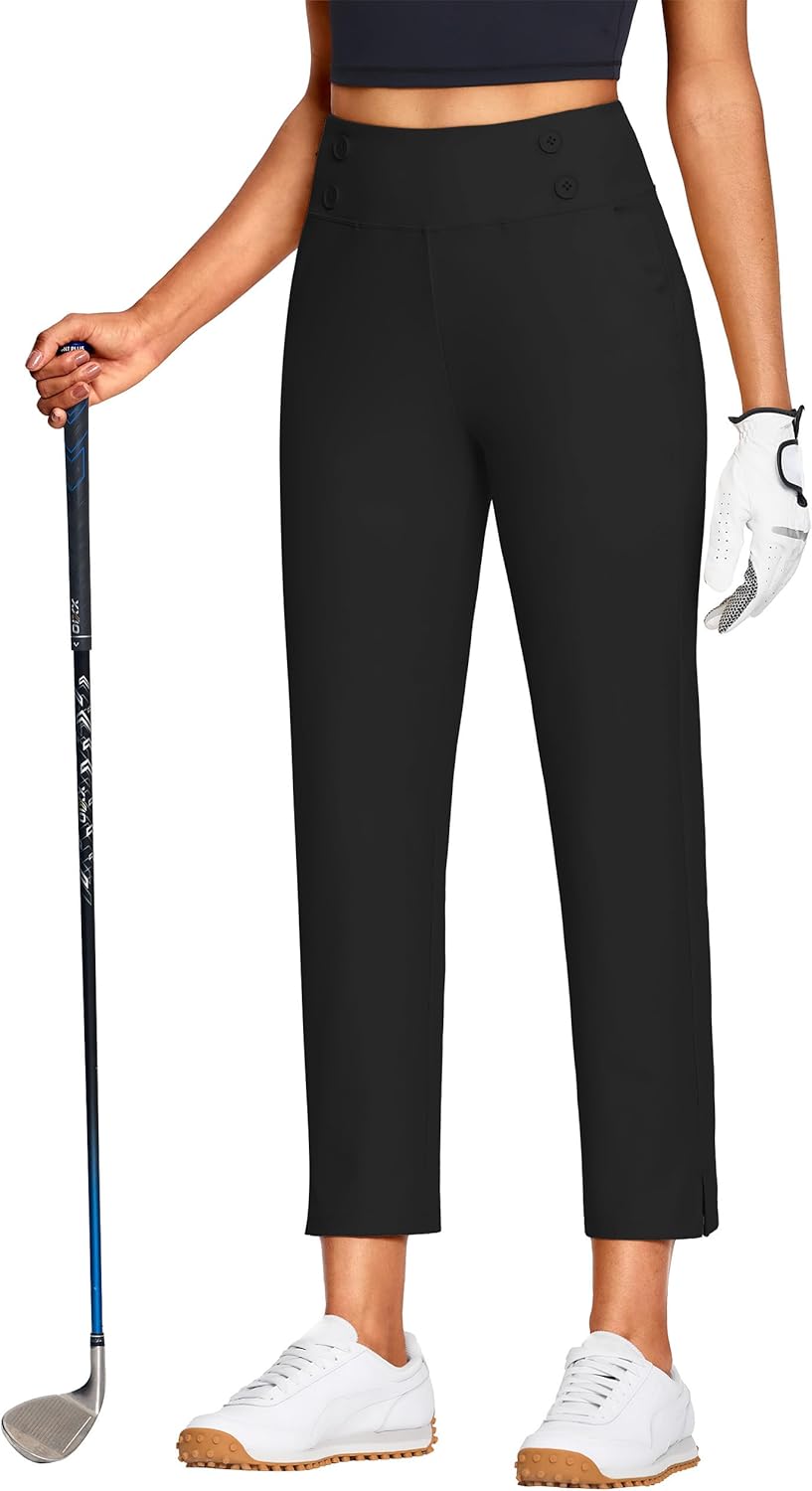 Detalle de ISEEGZ Capri Pants for Women – High-Waist Stretch Capris with Pockets (15"/18"/21"/27") for Golf, Work, and Casual Summer