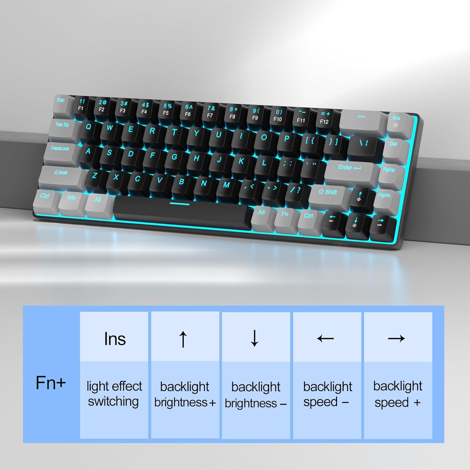 Detalle 2 de MageGee MK-Box 60% Mechanical Keyboard (68-Key) with Red Linear Switches and LED Backlight