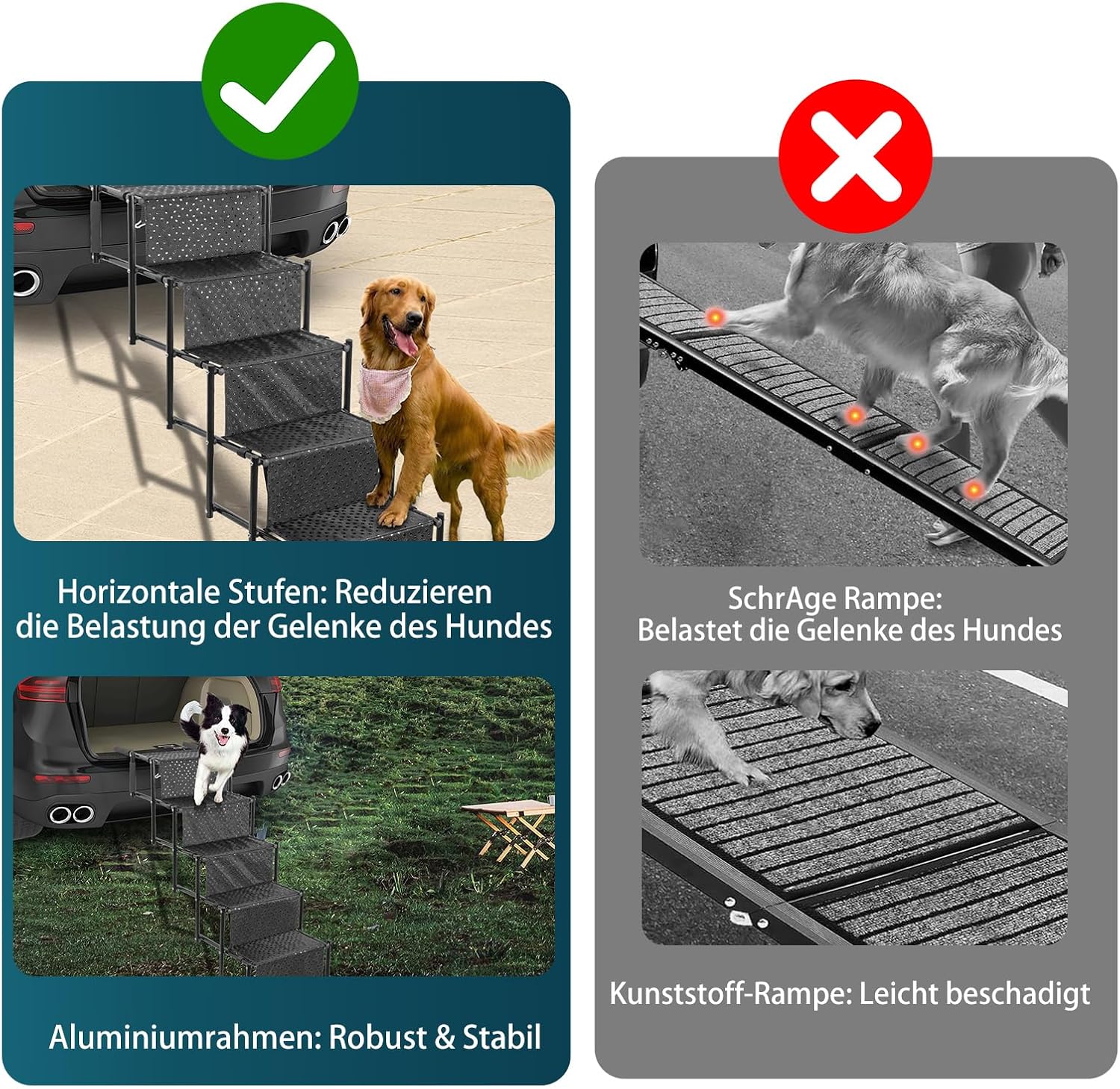 Thumbnail 5 de OUUTMEE 5-stufige Hundetreppe – faltbare Autotreppe mit rutschfester Oberfläche, bis 80 kg