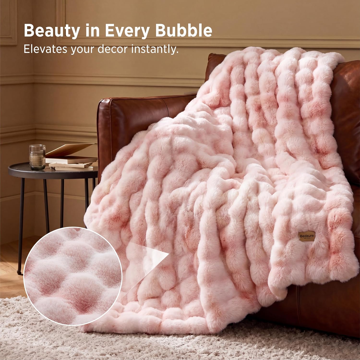 Detalle 2 de Bedsure Faux Fur Throw Blanket, 50 x 60 in