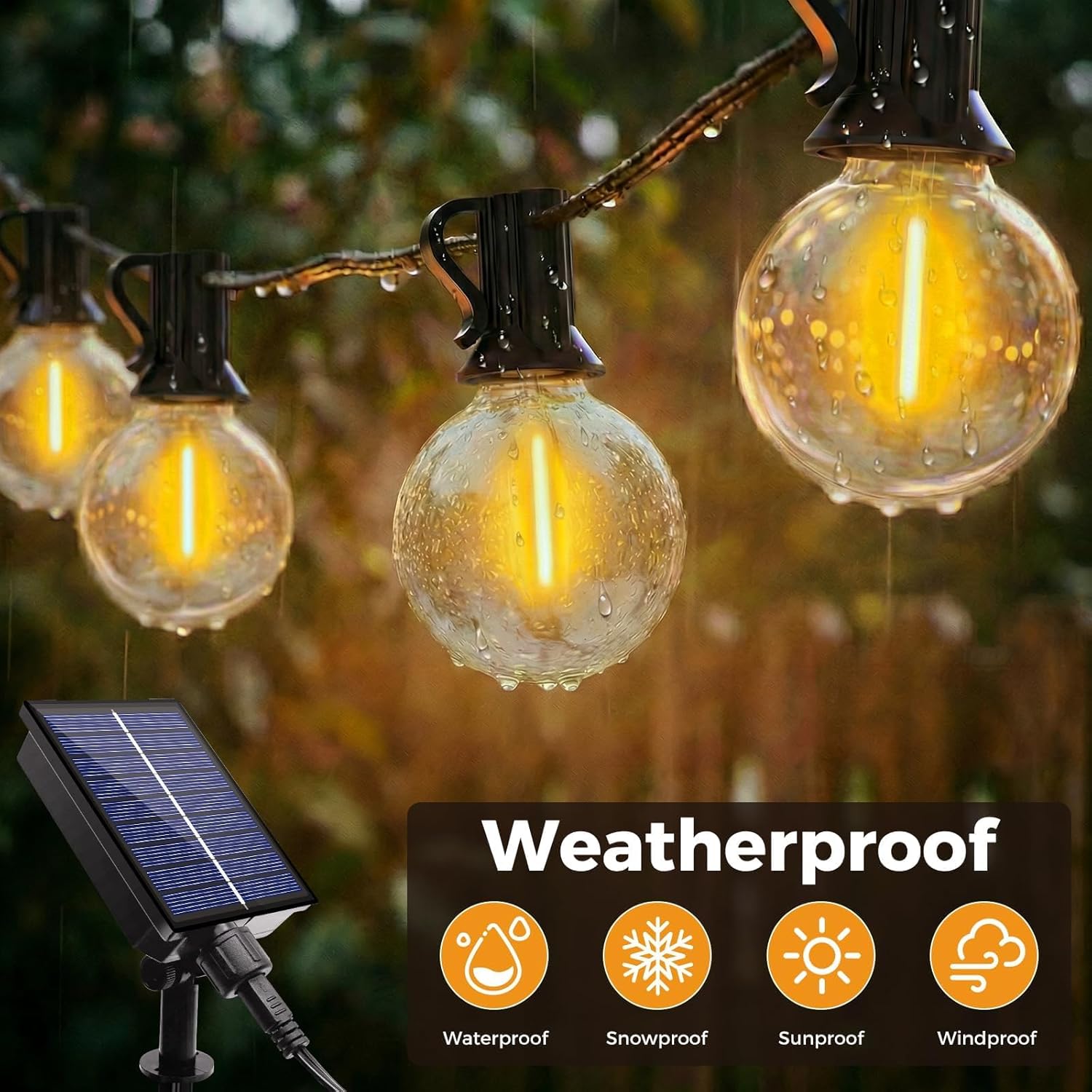 Thumbnail 3 de litogo Solar Festoon Light Outdoor with Remote – 13M/43FT, 8 Modes, USB & Solar Dual Charging