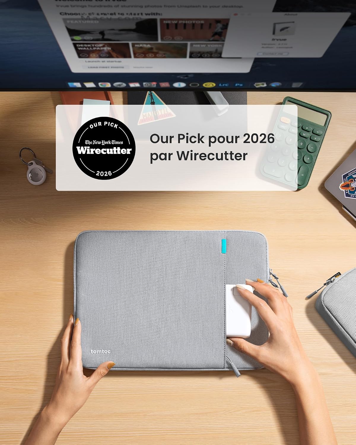 Detalle 2 de Tomtoc 360° Housse pour 15" MacBook Air M5/M4/M3 et Surface Laptop Copilot+: Protection 360° avec compartiment accessoires