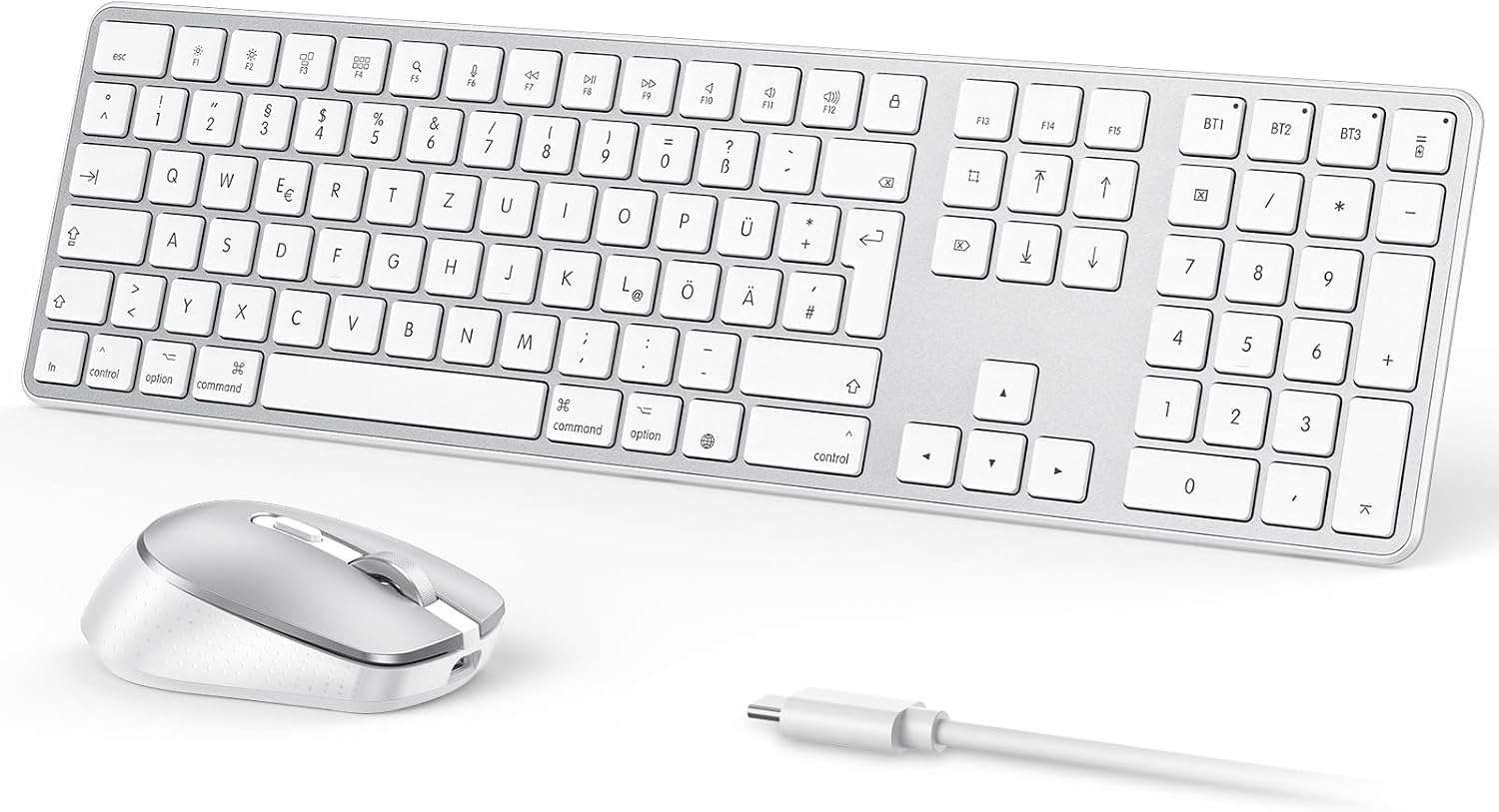 Detalle de OMOTON Mac Tastatur Maus Set Kabellos – Bluetooth, DE Layout, Multi-Gerät