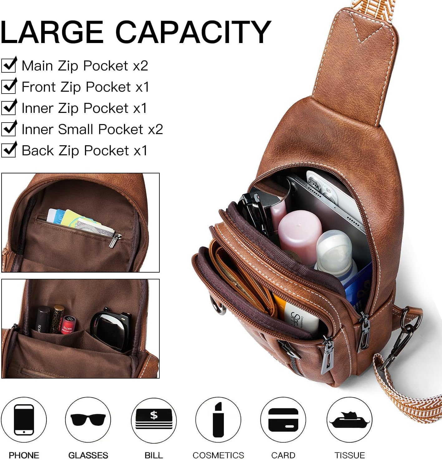 Detalle de LATMAP Sling Bag Women 7L: A compact, versatile crossbody for daily errands and travel