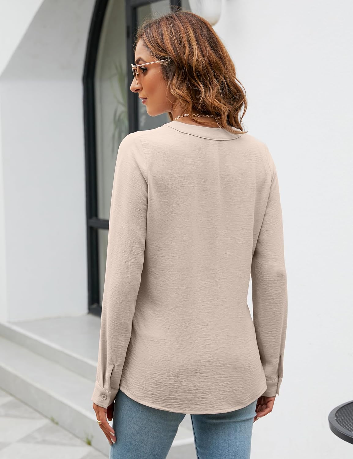 Thumbnail 4 de Blooming Jelly Pleated V‑Neck Blouse XS‑2XL