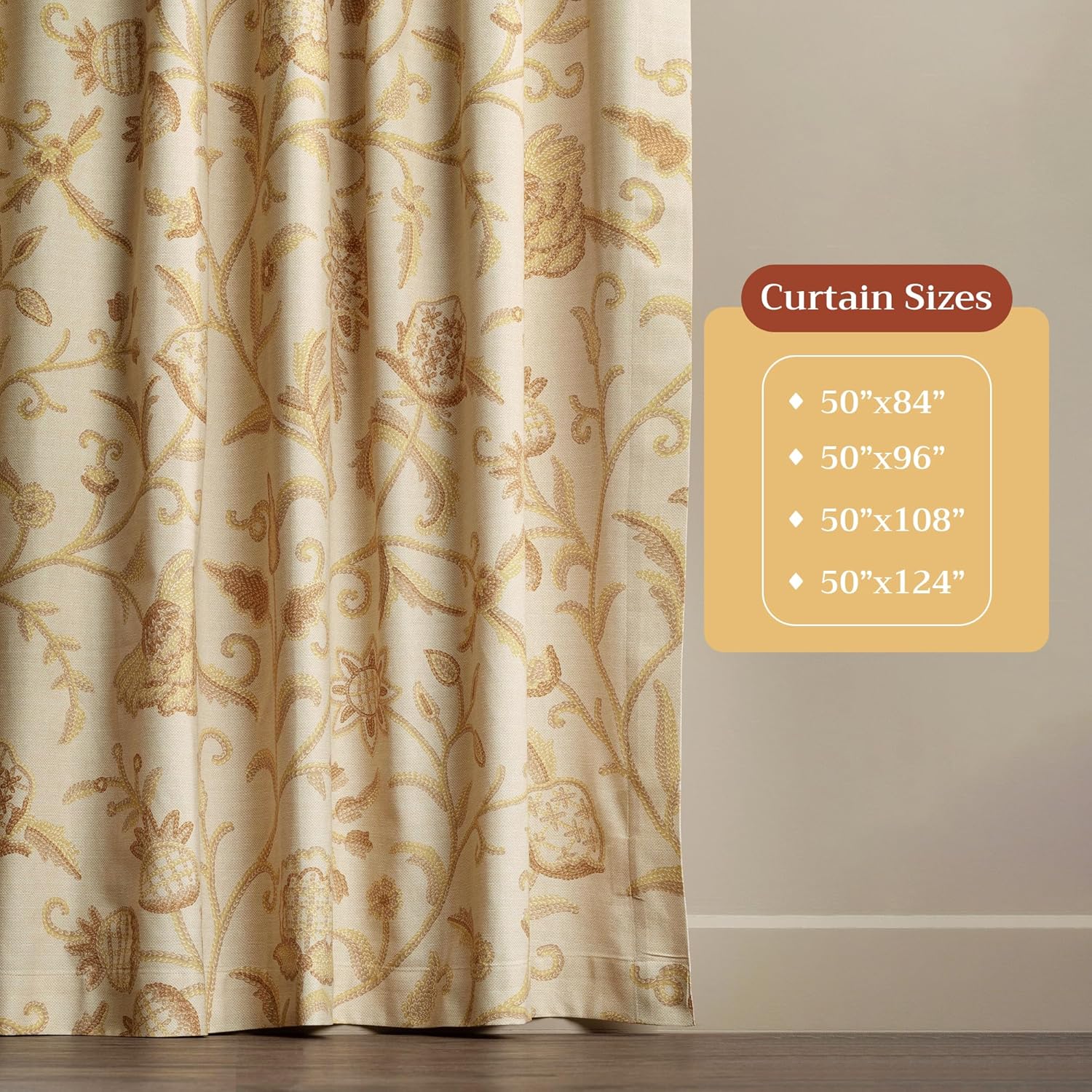 Thumbnail 3 de Maison d' Hermine 100% Cotton Light Filtering Curtain Panels (Cream, 50" W x 124" L)