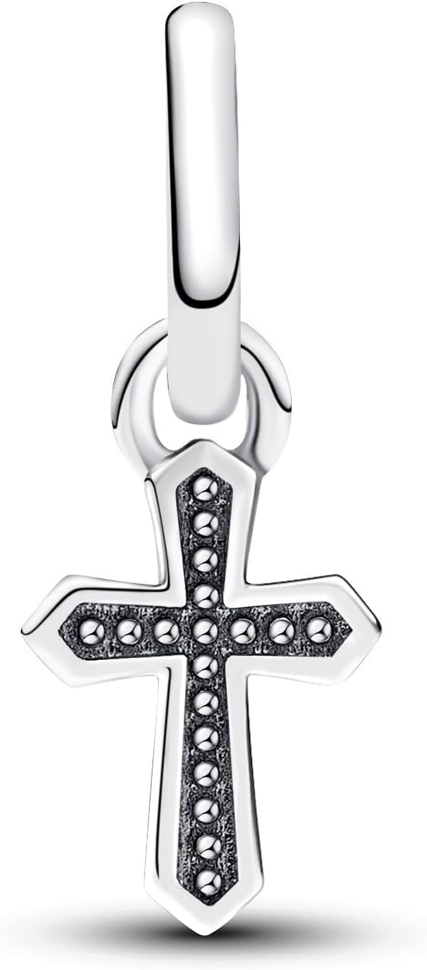 Detalle 2 de Ruaidhra Sterling-Silber Charms-Anhänger mit Kreuz & Herz-Motiv – Charm Clip Stopper Bead für Armband oder Halskette