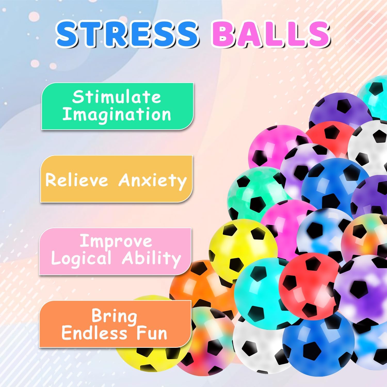 Thumbnail 1 de VESPRO 24Pack Football Stress Balls for Adults — Squishy Fidget Toys for Anxiety Relief