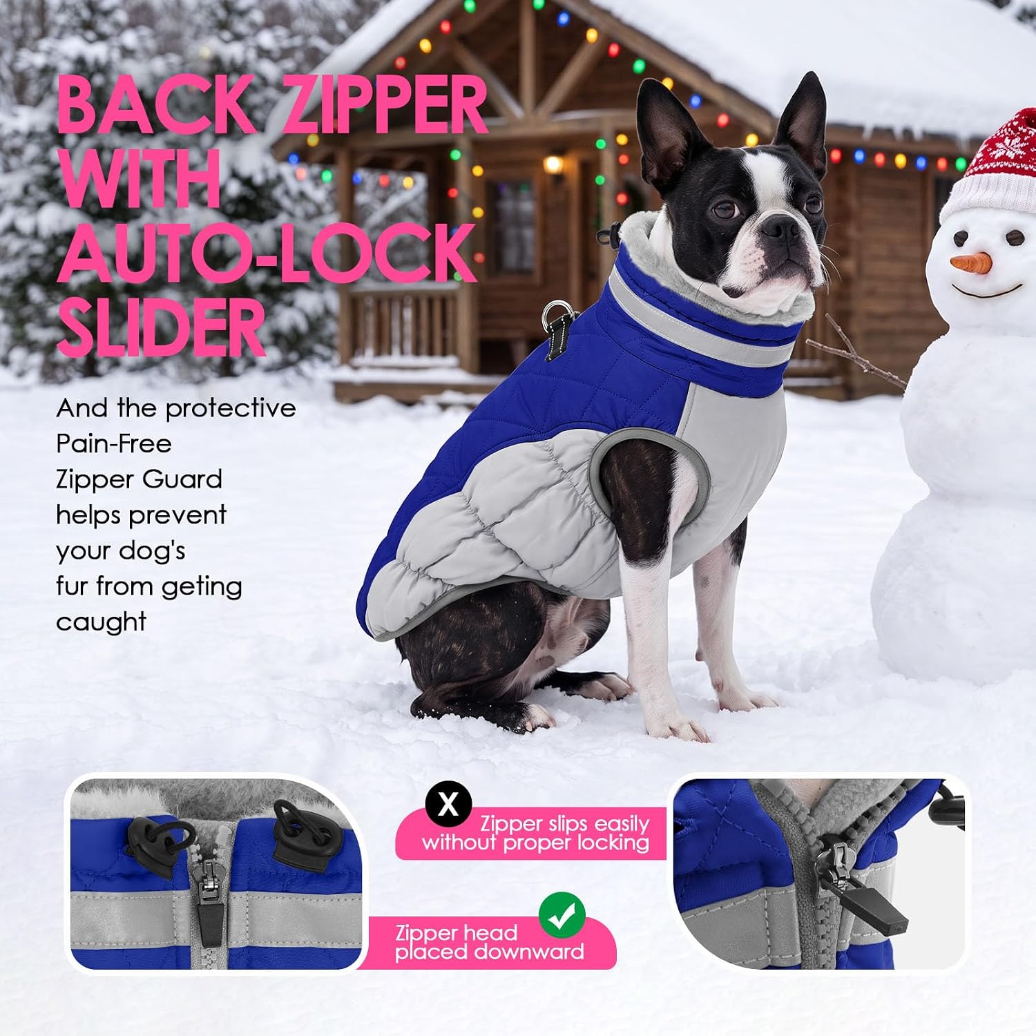 Detalle de AOFITEE 1207-AF-12180-Blue-S Dog Winter Coat, Blue Fleece Lining