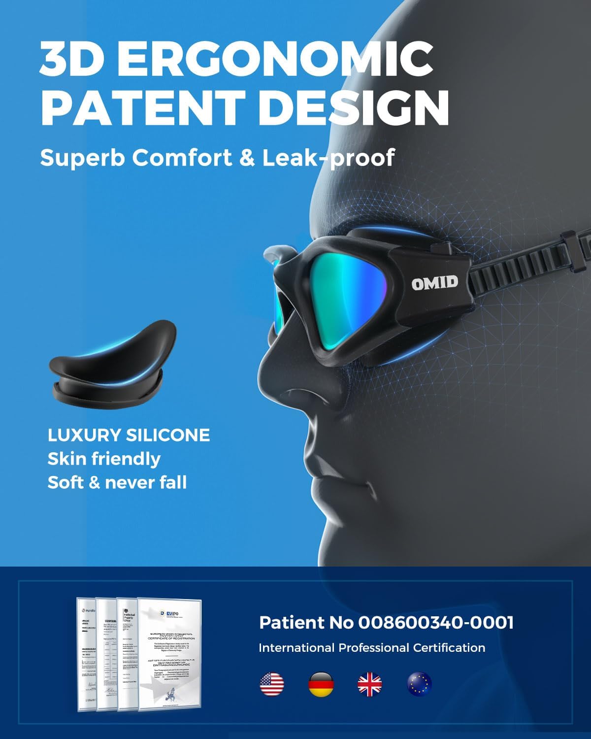 Thumbnail 2 de OMID Swim Goggles P2 Polarized: Anti-Fog, Anti-UV, No-Leak Performance