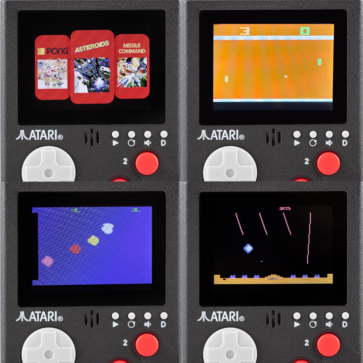 Thumbnail 2 de Thumbs Up Official Atari Cartridge Handheld Mini Arcade Console with 3 Games (Pong Sports, Asteroids & Missile Command)