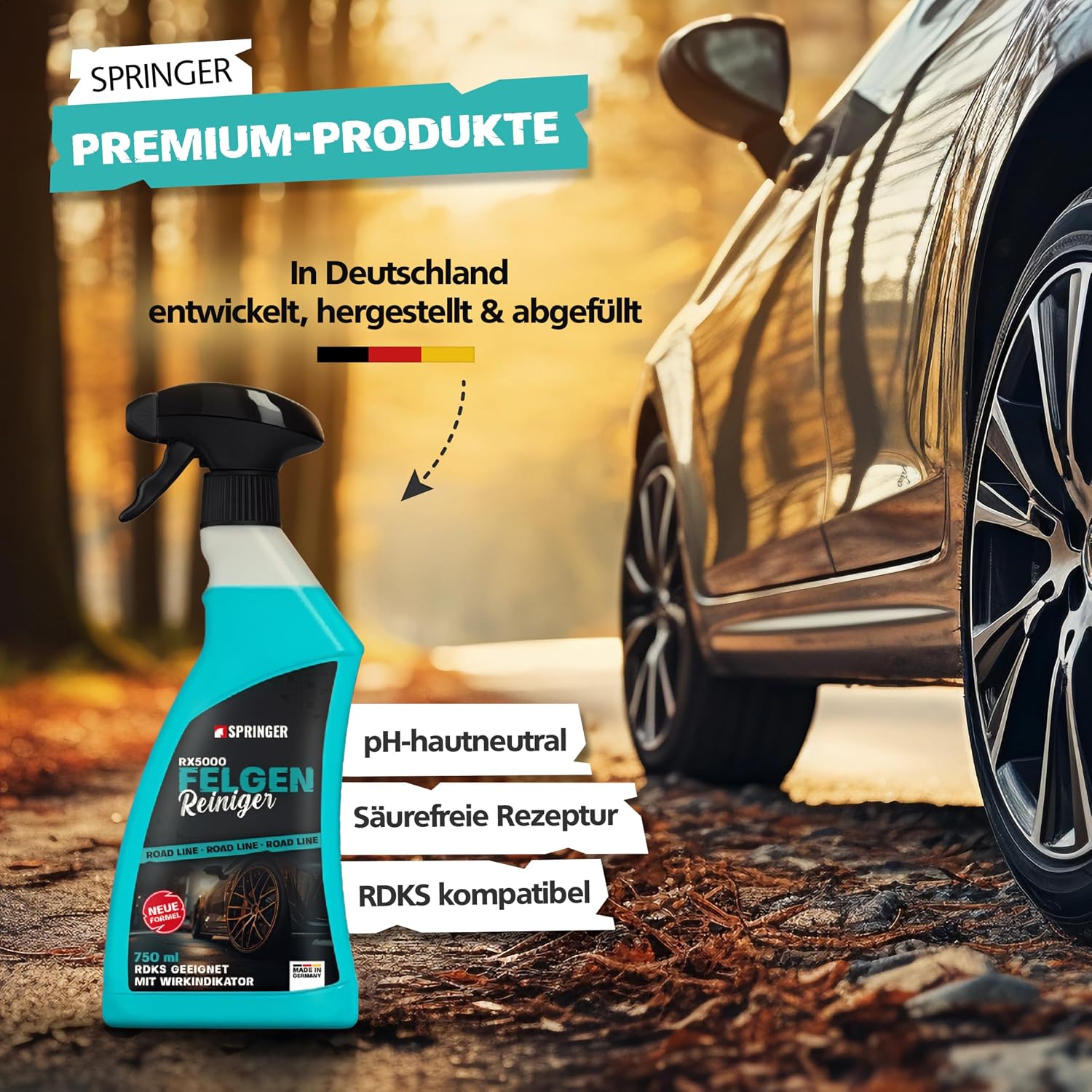 Detalle de SPRINGER RX5000 Felgenreiniger 750 ml – säurefrei, gelartig & materialschonend mit Wirkindikator
